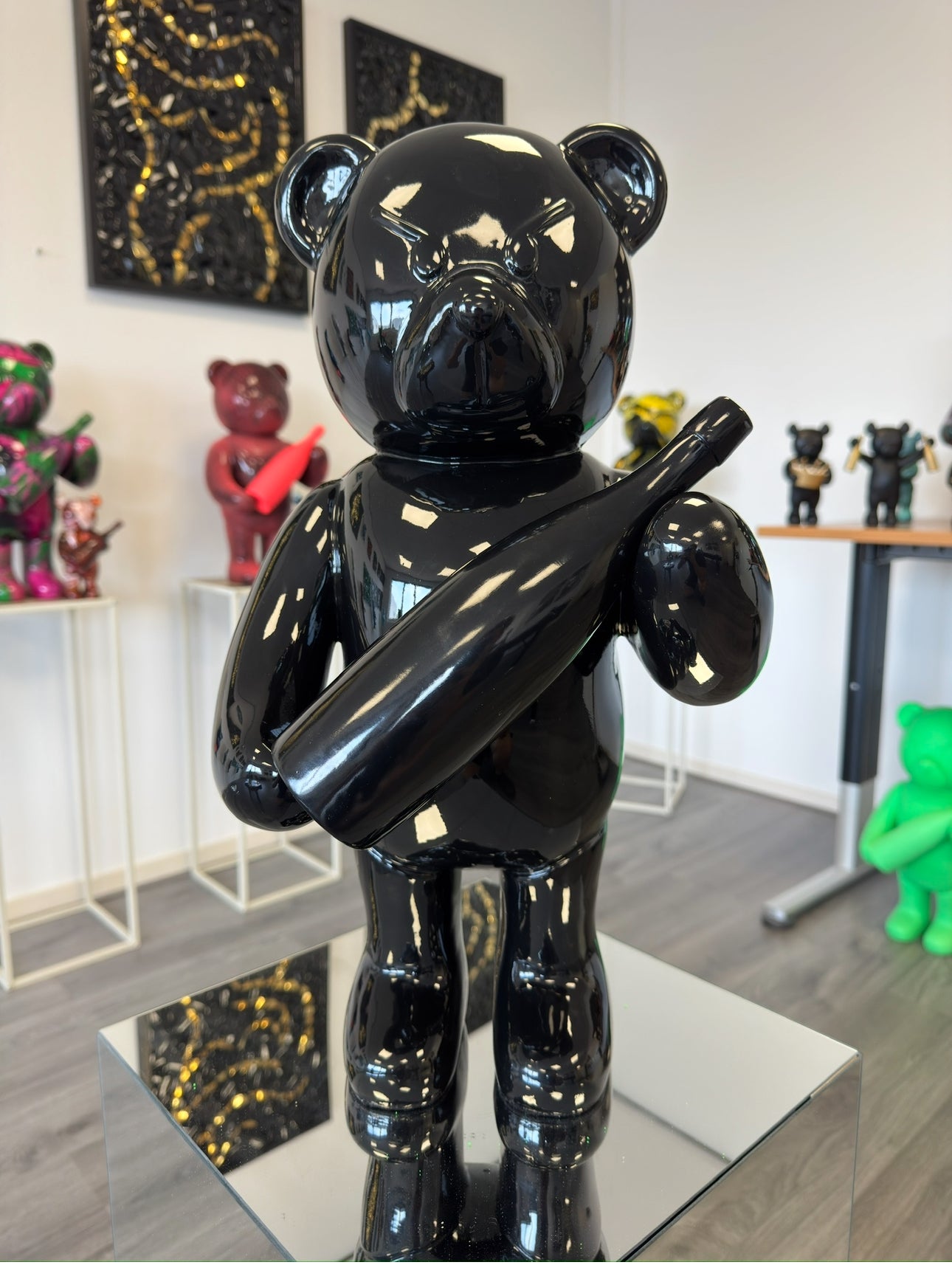 Champagne Bear Black on Black